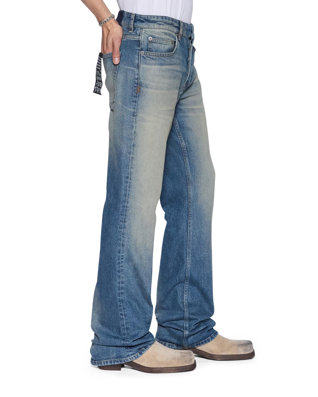 Mens Bronko Portland Blue Bootcut Denim Jeans - Denim
