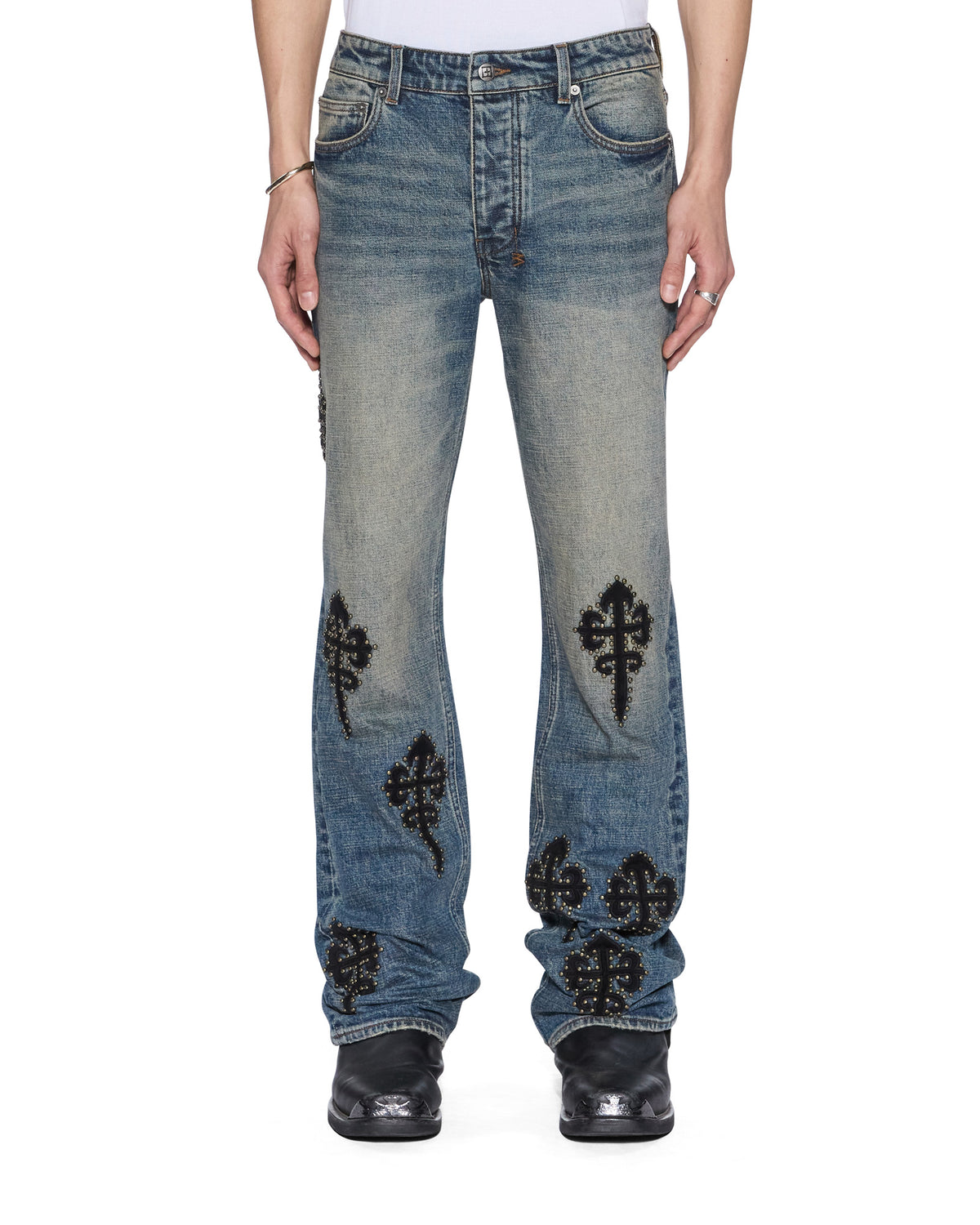 Mens Bronko Reup Blue Kaliba Bootcut Denim Jeans - Denim