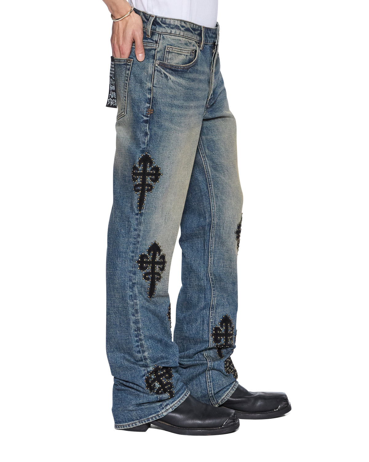 Mens Bronko Reup Blue Kaliba Bootcut Denim Jeans - Denim