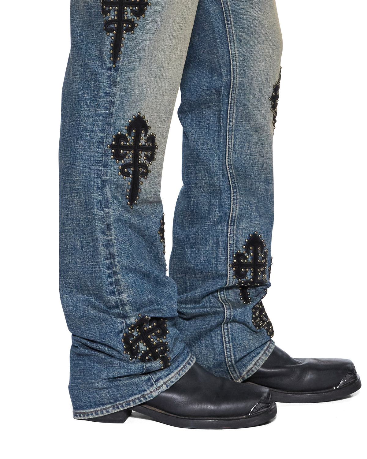 Mens Bronko Reup Blue Kaliba Bootcut Denim Jeans - Denim