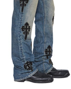 Mens Bronko Reup Blue Kaliba Bootcut Denim Jeans - Denim
