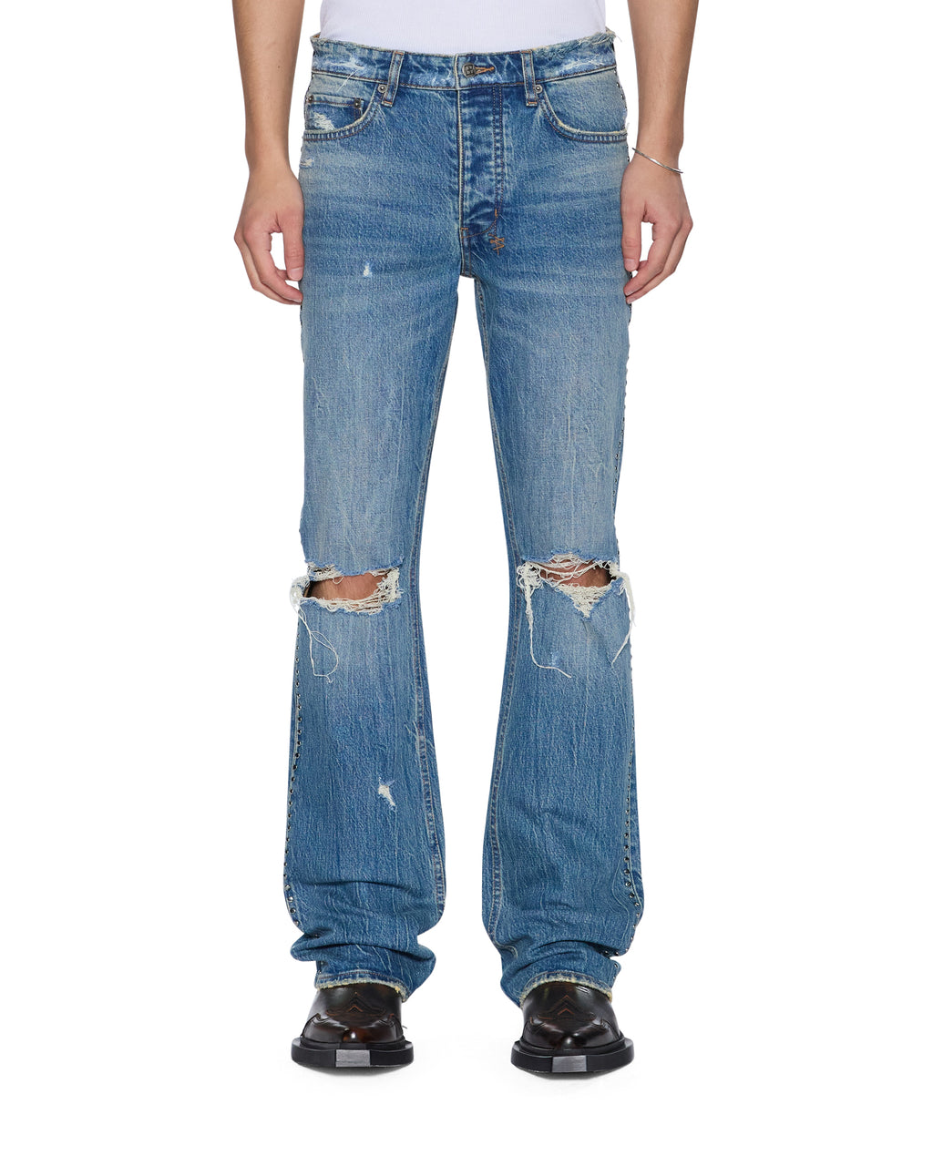 MENS BRONKO TEXAS BLUE STUDDED DENIM JEANS