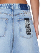 Womens Barrel Jean Flight Blue Barrel Leg Denim Jeans - Denim