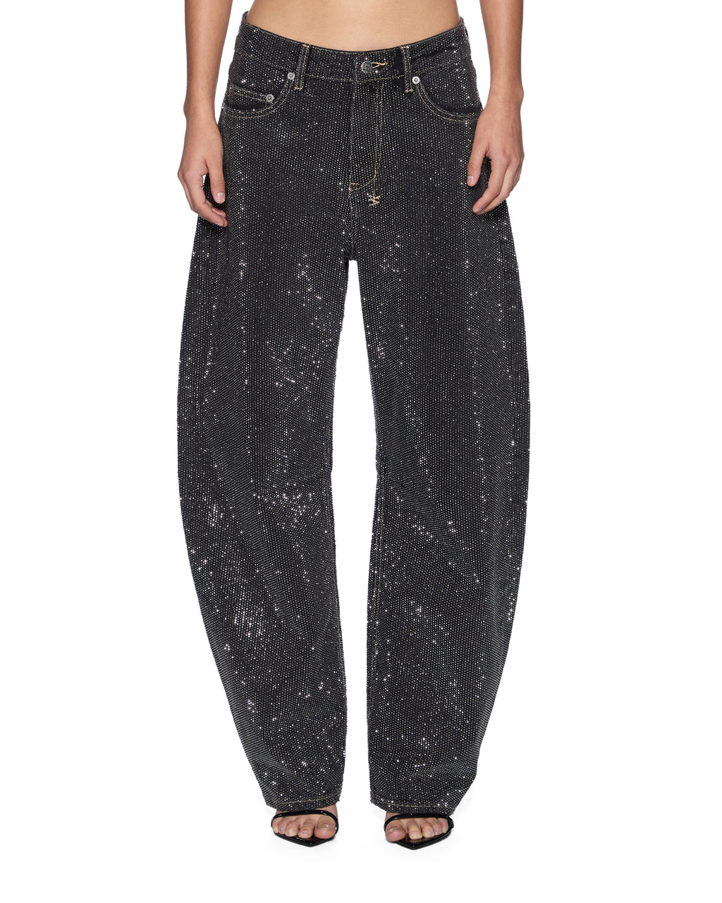 Womens Barrel Jean Opium High Rollers Barrel Leg Denim Jeans - Black