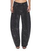 Womens Barrel Jean Opium High Rollers Barrel Leg Denim Jeans - Black