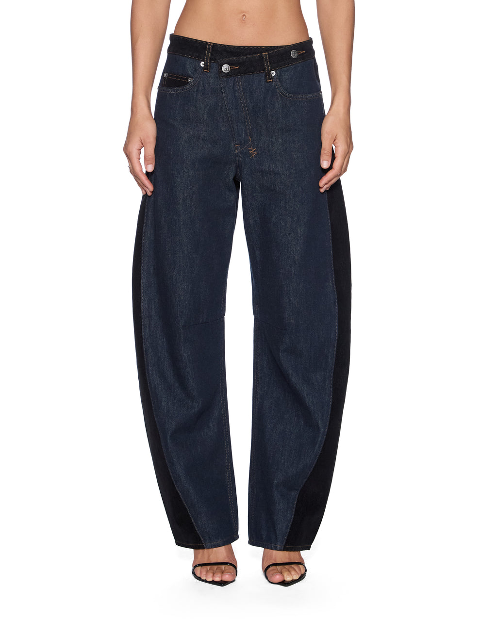 WOMENS BARREL JEAN VIXEN SPLICED DENIM JEANS