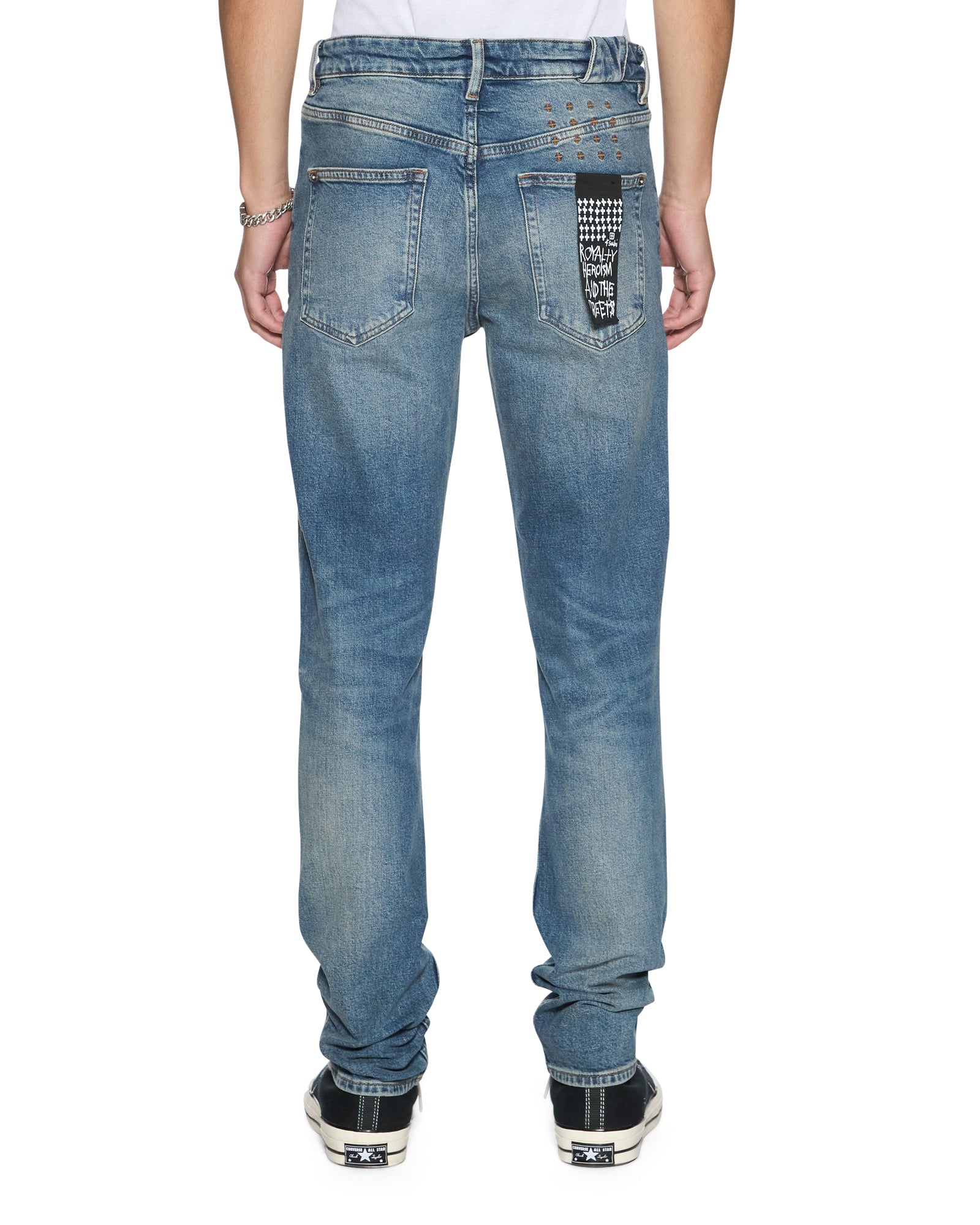 Mens Chitch Hendrix Blue Repair Slim Denim Jeans | Ksubi ++