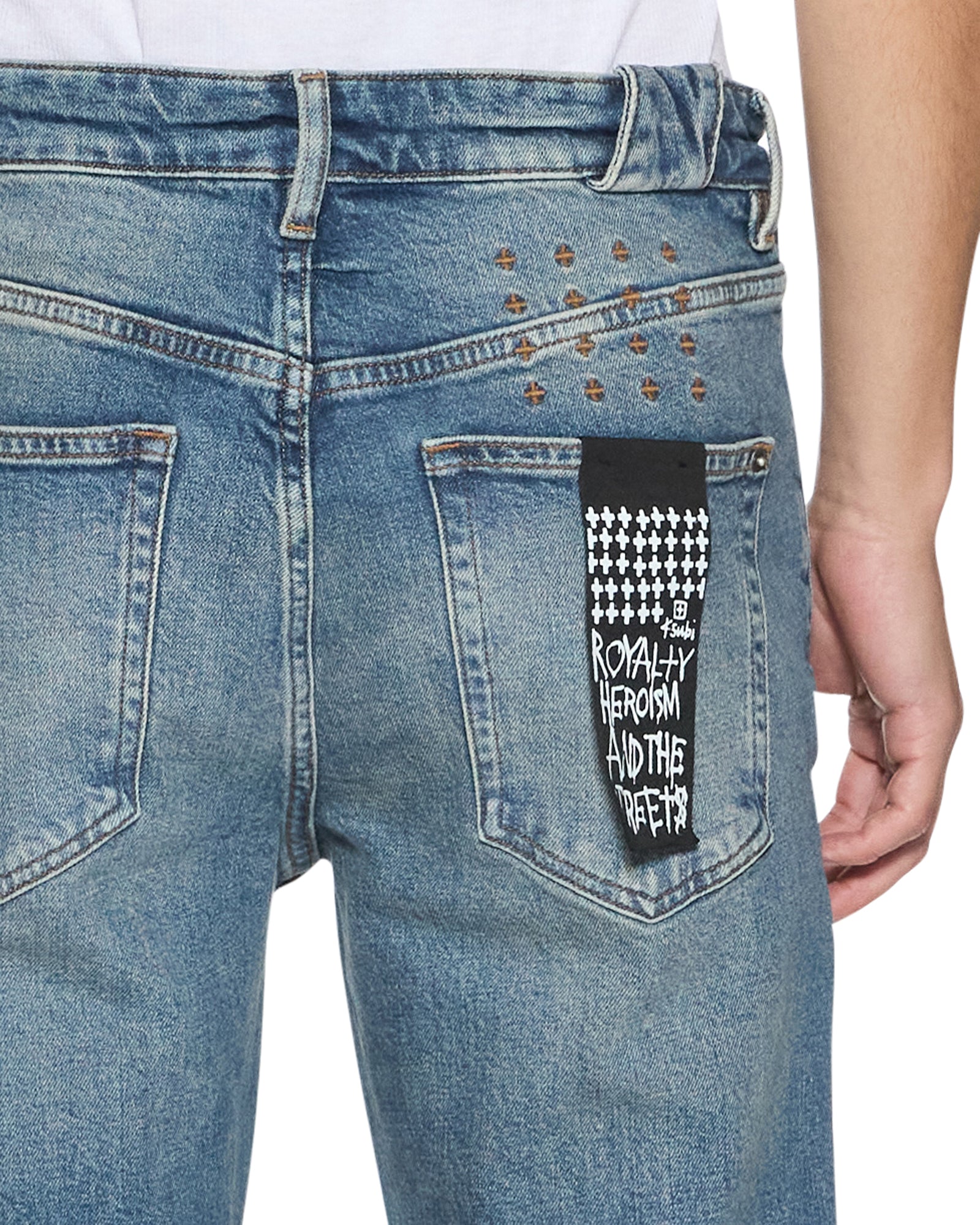 Mens Chitch Hendrix Blue Repair Slim Denim Jeans | Ksubi ++