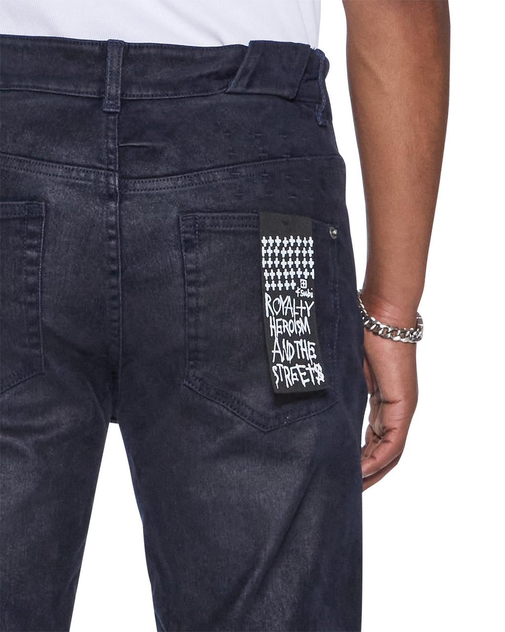 Mens Chitch Petrified Flock Slim Denim Jeans - Navy
