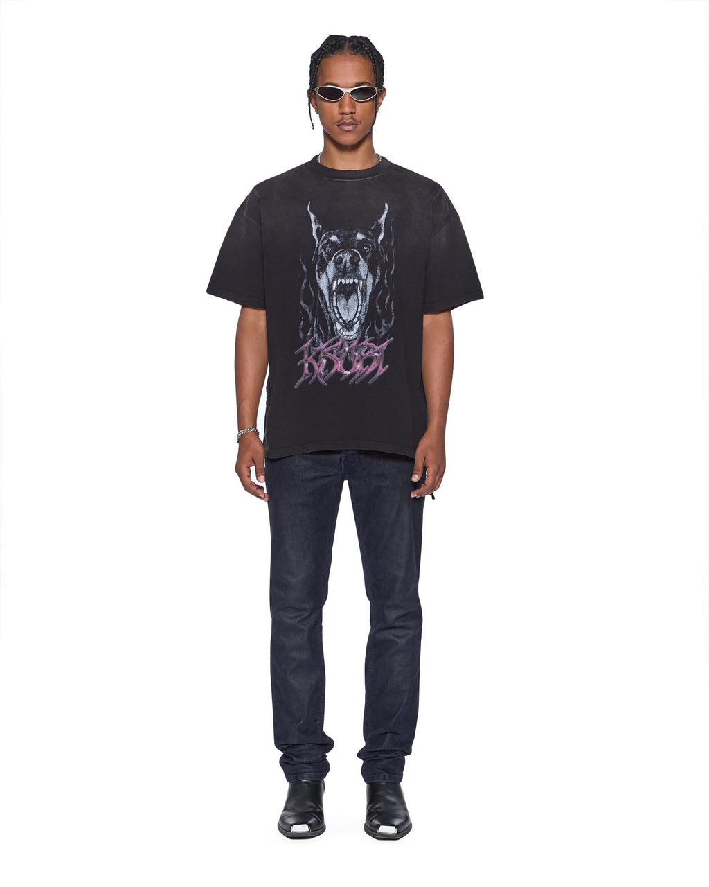 Mens Chitch Petrified Flock Slim Denim Jeans - Navy
