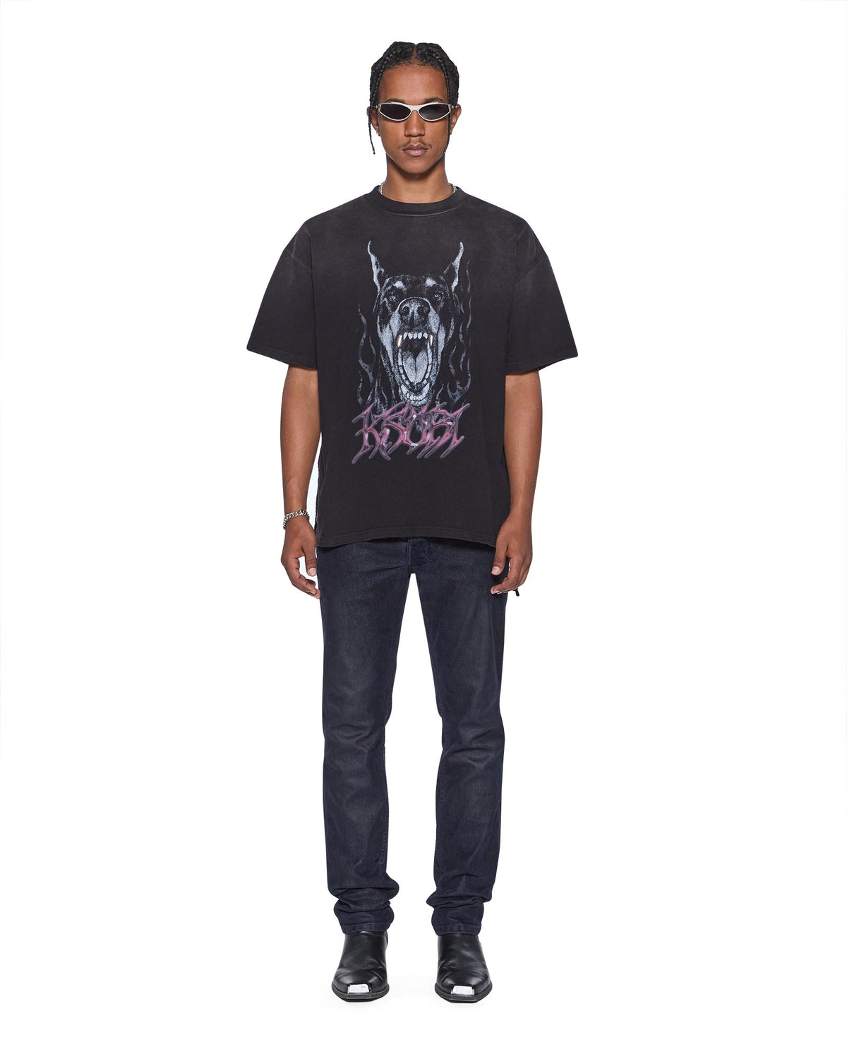 Mens Chitch Petrified Flock Slim Denim Jeans - Navy