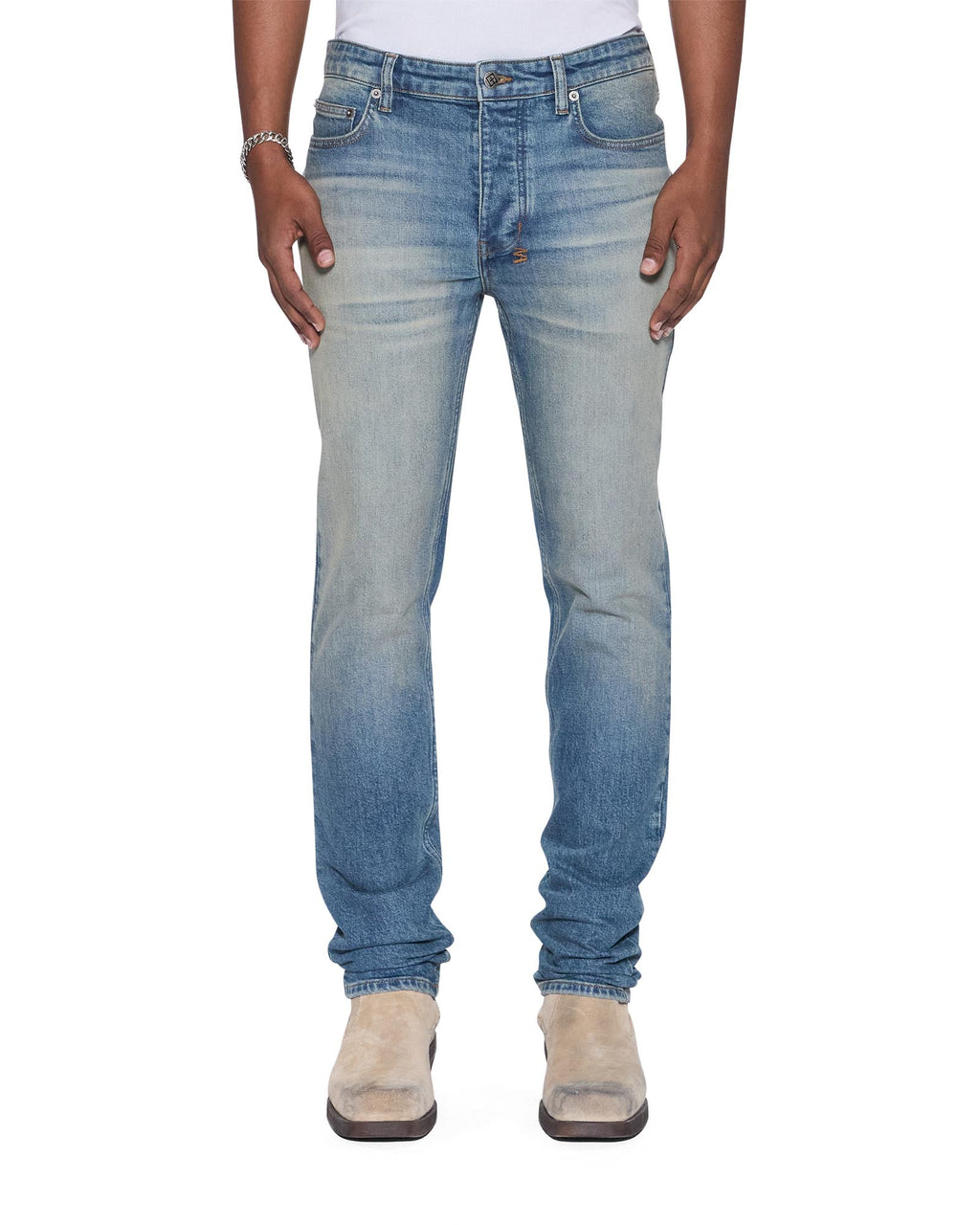 Mens Chitch Portland Blue Slim Denim Jeans - Denim