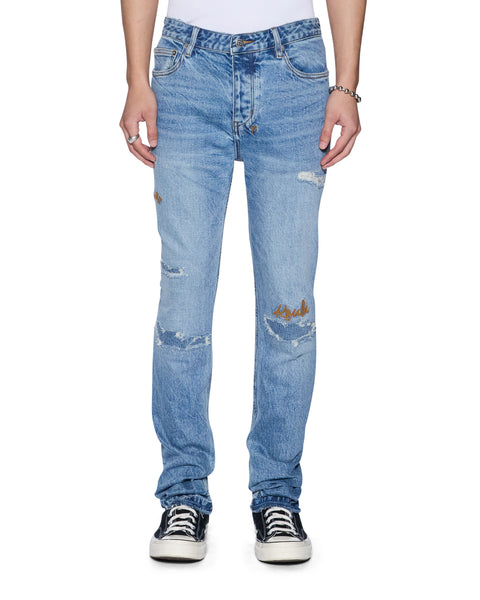新品 ksubi CHITCH PUNKBLUE SKINNY DENIM 28 Mens Chitch Public Blue Repair Skribed Slim Denim Jeans | Ksubi ++