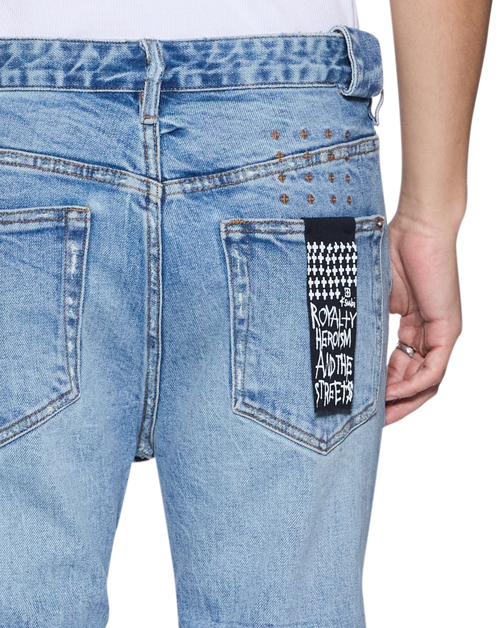 Mens Chitch Public Blue Repair Skribed Slim Denim Jeans | Ksubi ++