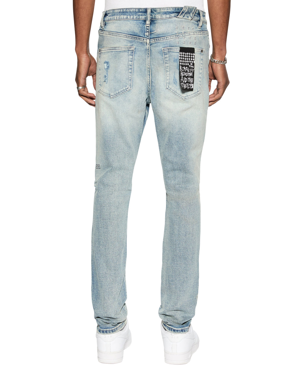 MENS CHITCH PUNK BLUE THRASHED DENIM JEANS