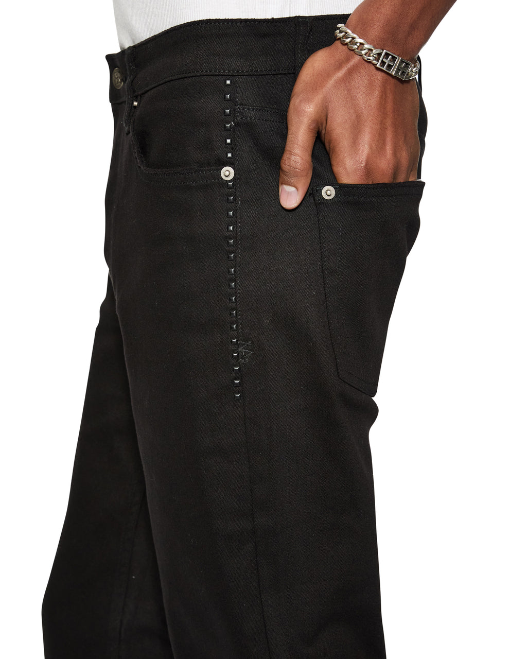 Mens Chitch Ace Black Metal Slim Denim Jeans - Black