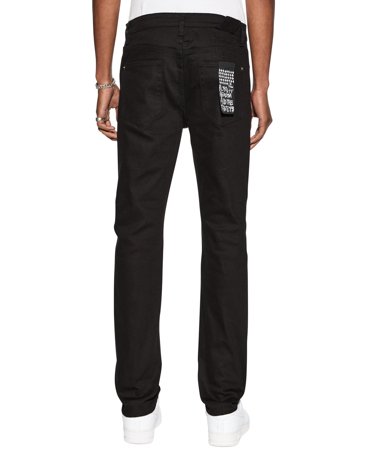 Mens Chitch Ace Black Metal Slim Denim Jeans - Black
