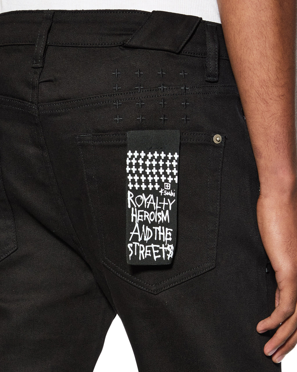 Mens Chitch Ace Black Metal Slim Denim Jeans - Black