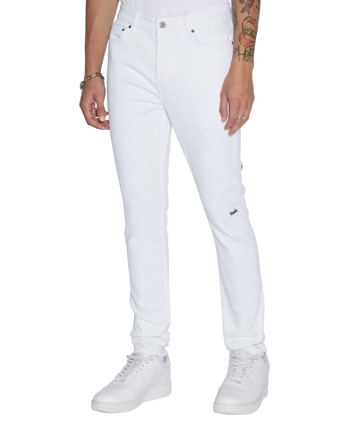 Mens Chitch Polar Krystal Slim Denim Jeans - White