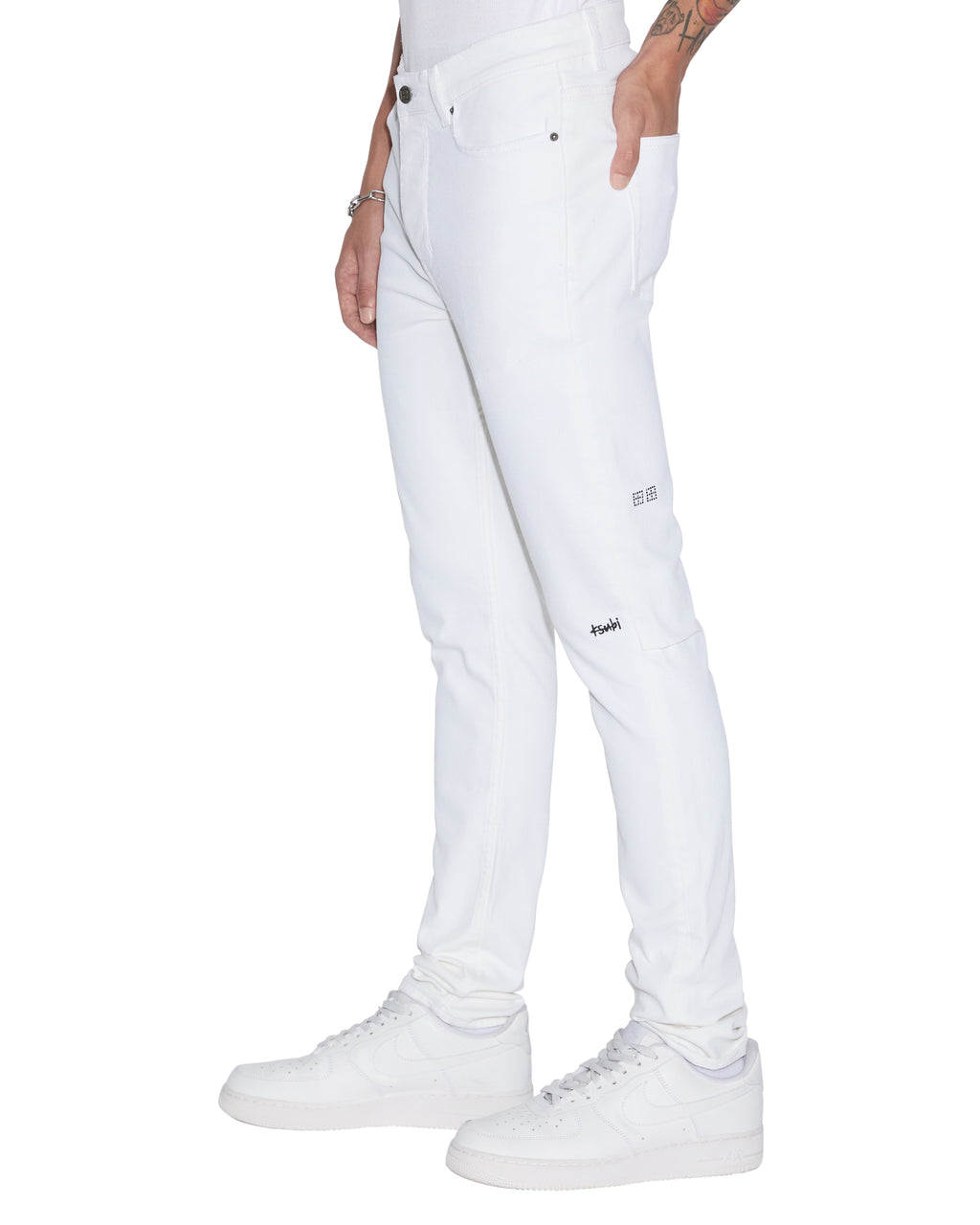 Mens Chitch Polar Krystal Slim Denim Jeans - White