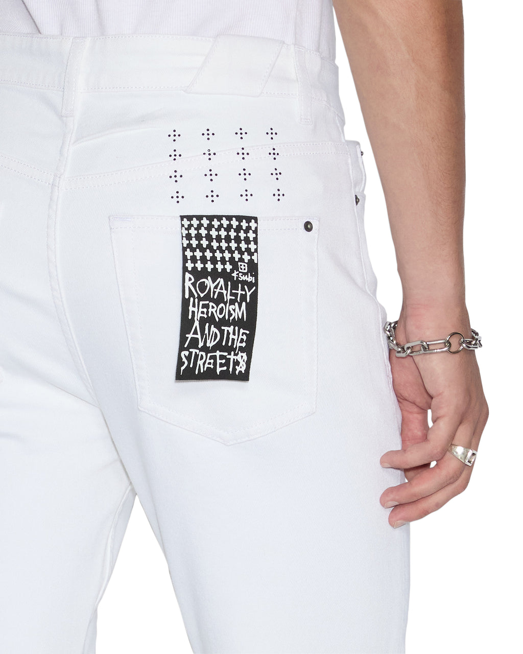 Mens Chitch Polar Krystal Slim Denim Jeans - White