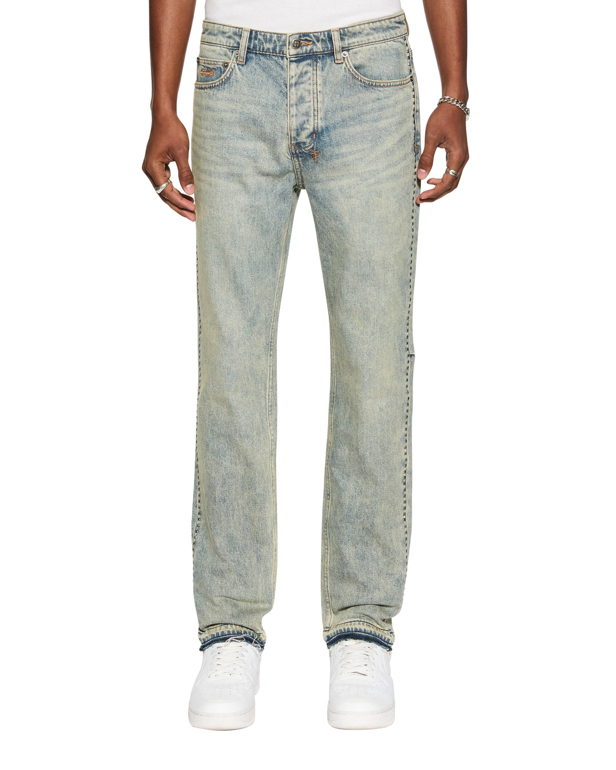 Mens Chitch Stagelight Studded Slim Denim Jeans - Denim