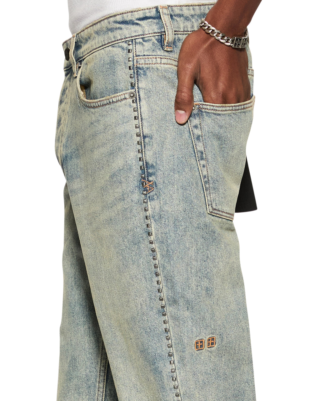 Mens Chitch Stagelight Studded Slim Denim Jeans - Denim