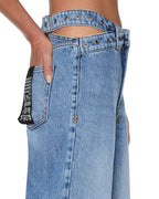 Womens Strider Dettached Belted Chroma Wide Denim Jeans - Denim