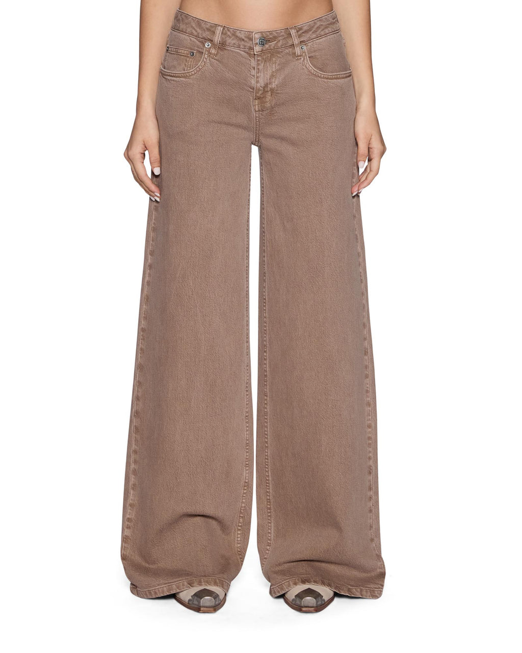 Womens Dropout Jean Stone Tan Wide Denim Jeans - Beige