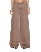 Womens Dropout Jean Stone Tan Wide Denim Jeans - Beige