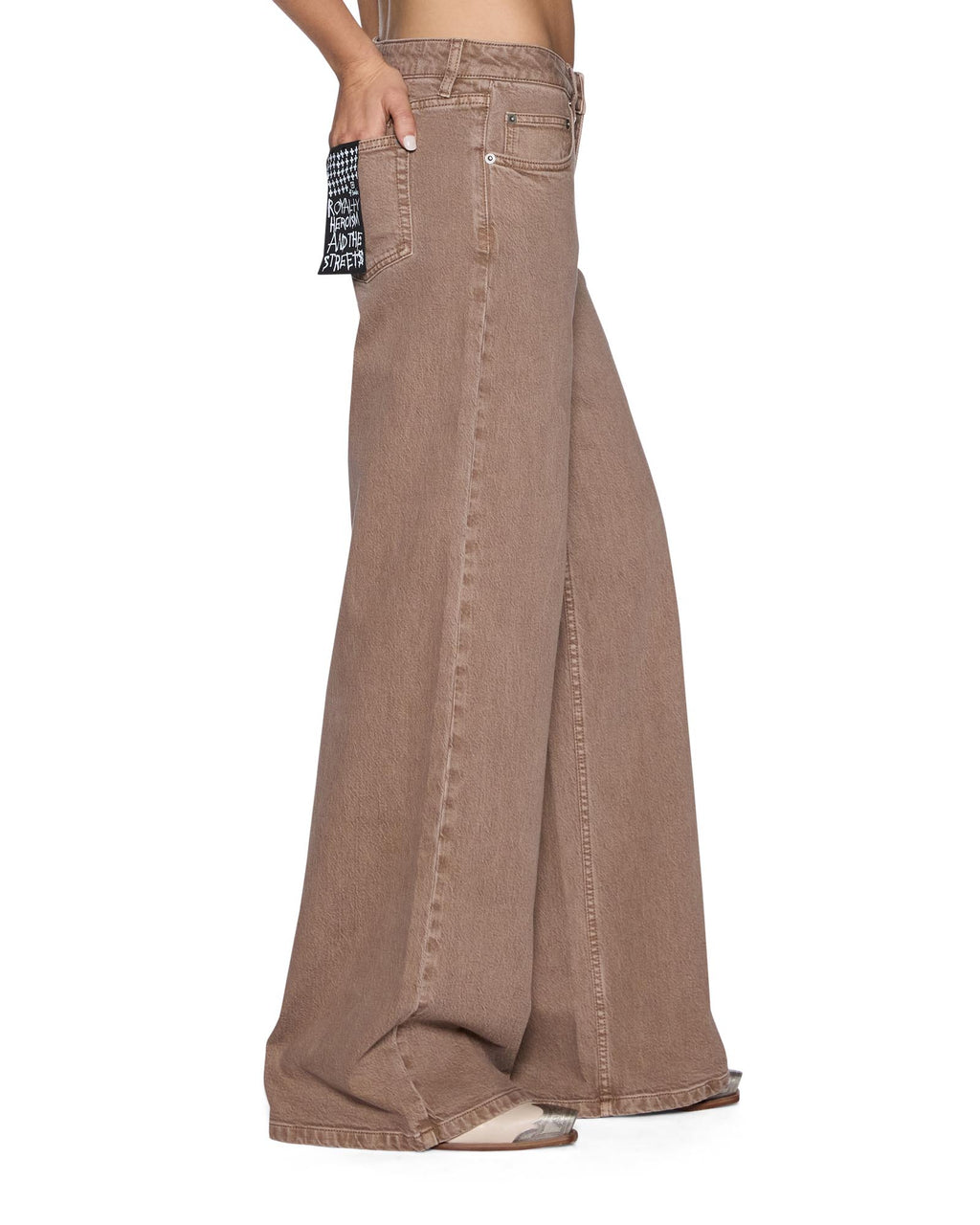 Womens Dropout Jean Stone Tan Wide Denim Jeans - Beige