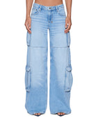 WOMENS DROPOUT LOW RISE CARGO JEAN SPIRIT DENIM JEANS