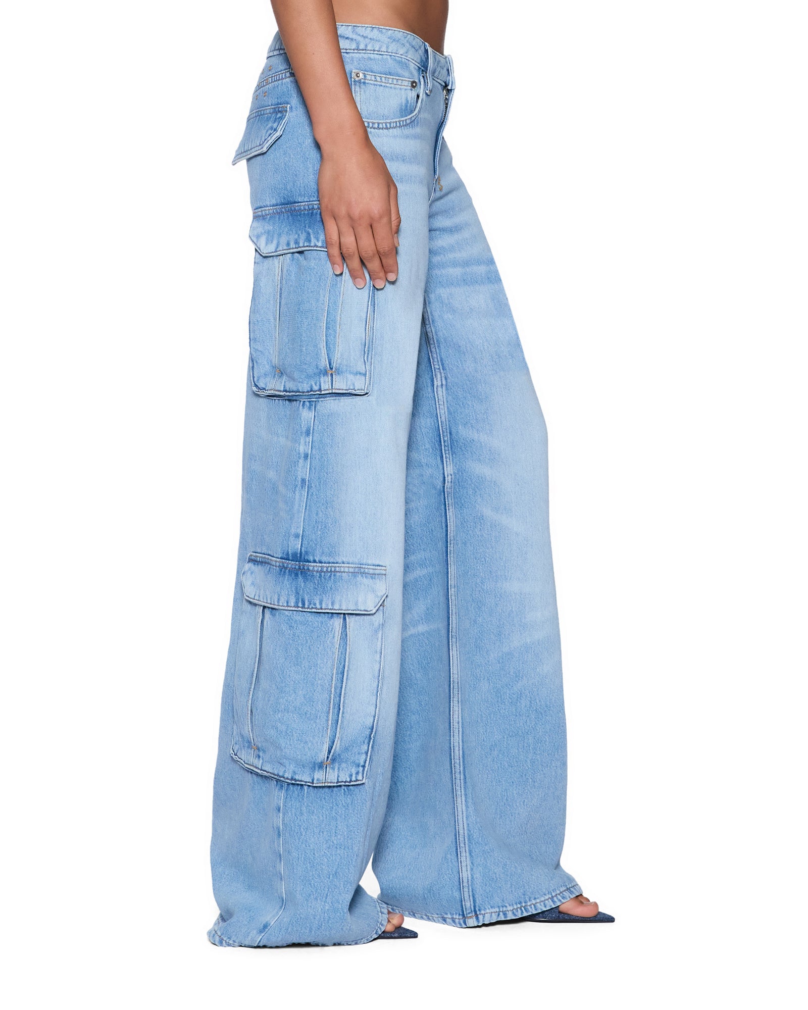 Womens Dropout Low Rise Cargo Jean Spirit Relaxed Denim Jeans