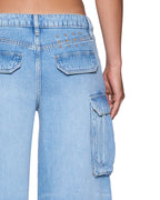 WOMENS DROPOUT LOW RISE CARGO JEAN SPIRIT DENIM JEANS