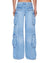 WOMENS  DROPOUT LOW RISE CARGO JEAN SPIRIT RELAXED DENIM JEANS