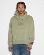 Mens Devil Trip Hoodie Khaki Oversized Fleece - Khaki