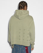 Mens Devil Trip Hoodie Khaki Oversized Fleece - Khaki