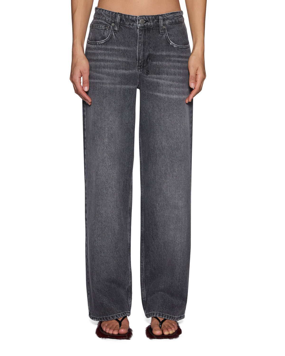 Womens Empire Jean Glitch Grey Relaxed Straight Denim Jeans - Grey