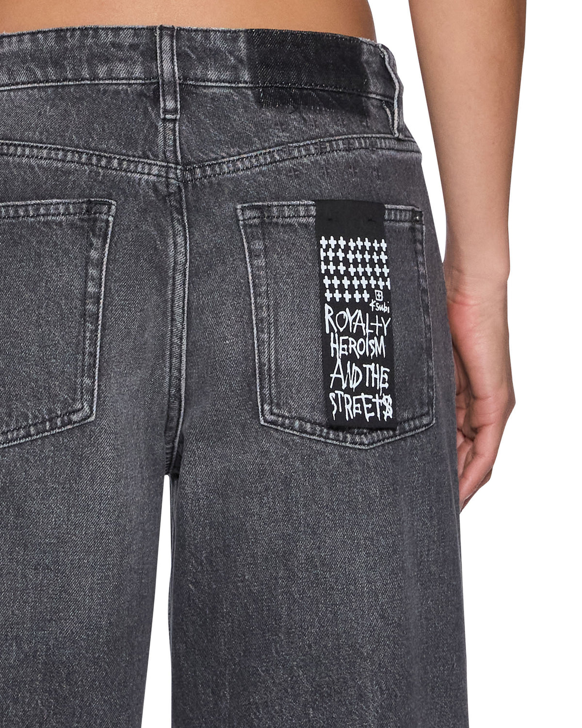 Womens Empire Jean Glitch Grey Relaxed Straight Denim Jeans - Grey