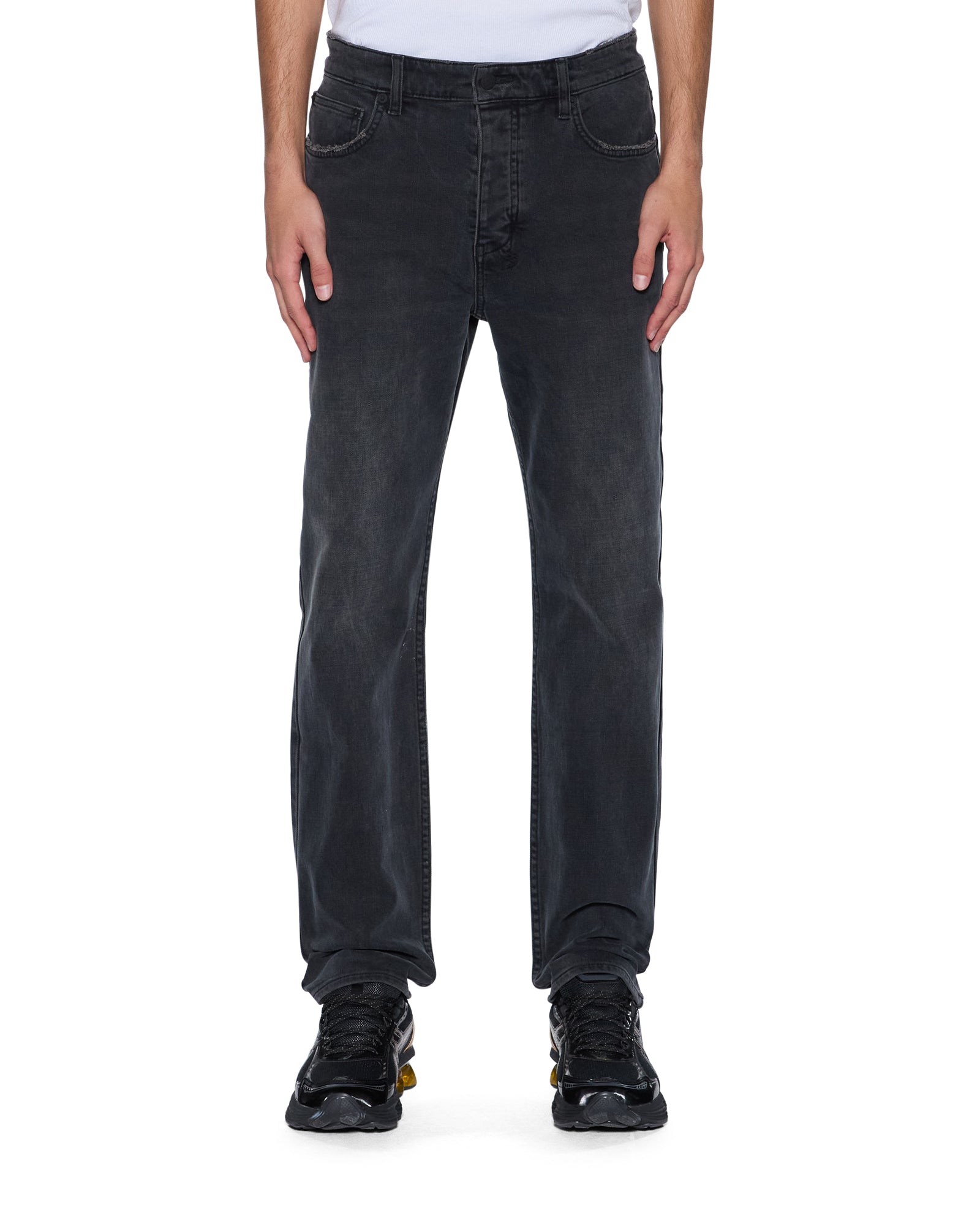 MENS  HAZLOW 3RD DEGREE BLACK STRAIGHT DENIM JEANS
