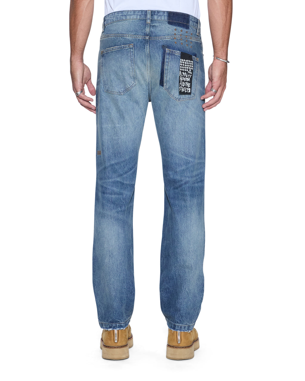 Mens Hazlow Hendrix Blue Repair Straight Denim Jeans - Denim
