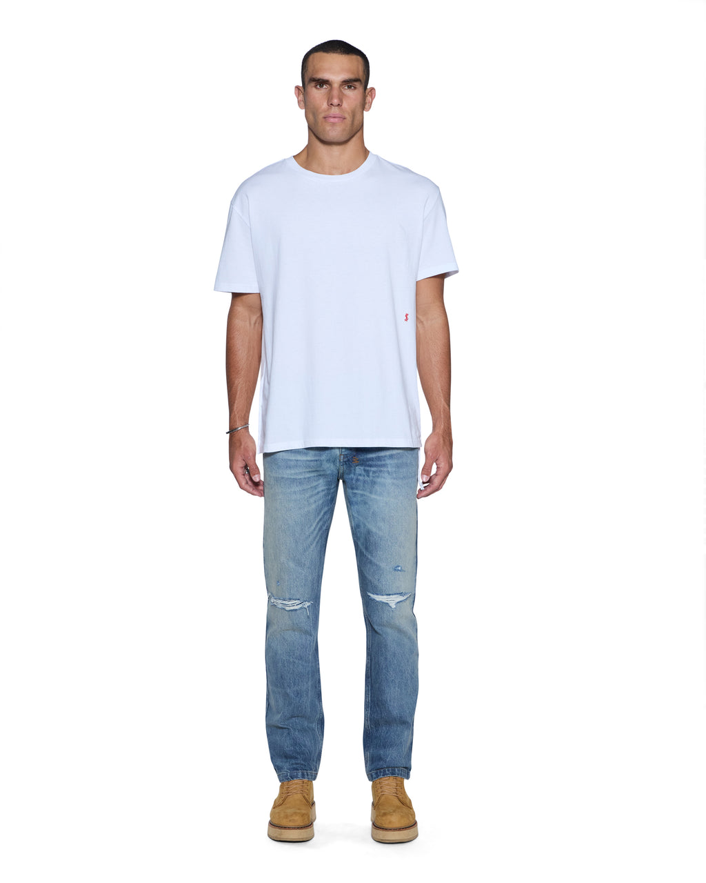 Mens Hazlow Hendrix Blue Repair Straight Denim Jeans - Denim