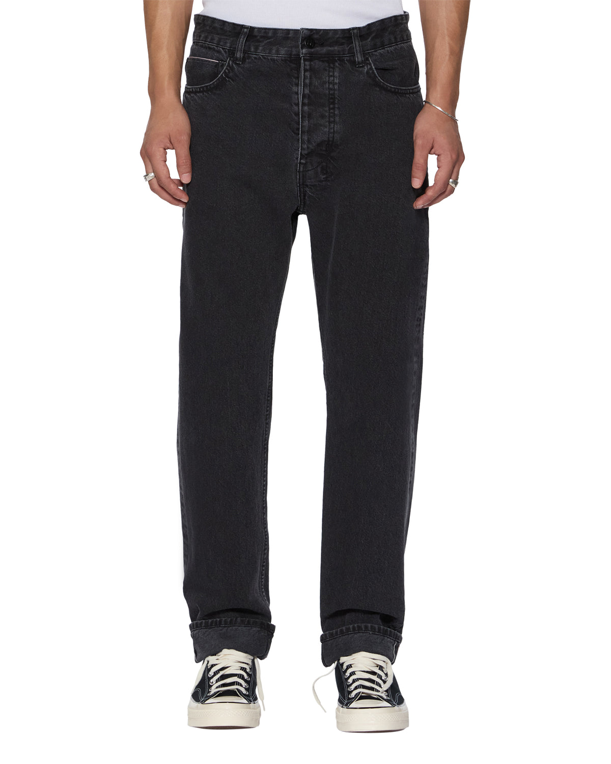 Mens Hazlow Selvedge Ny Black Straight Denim Jeans | Ksubi ++