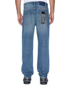 Mens Hazlow Roadhouse Repair Straight Denim Jeans - Denim