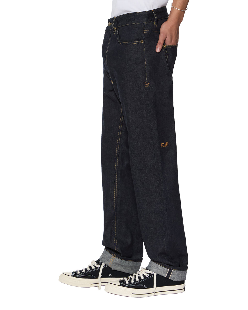 Mens Hazlow Selvedge Raw Straight Denim Jeans - Denim