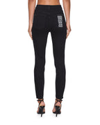 WOMENS HI N WASTED JET BLACK DENIM JEANS