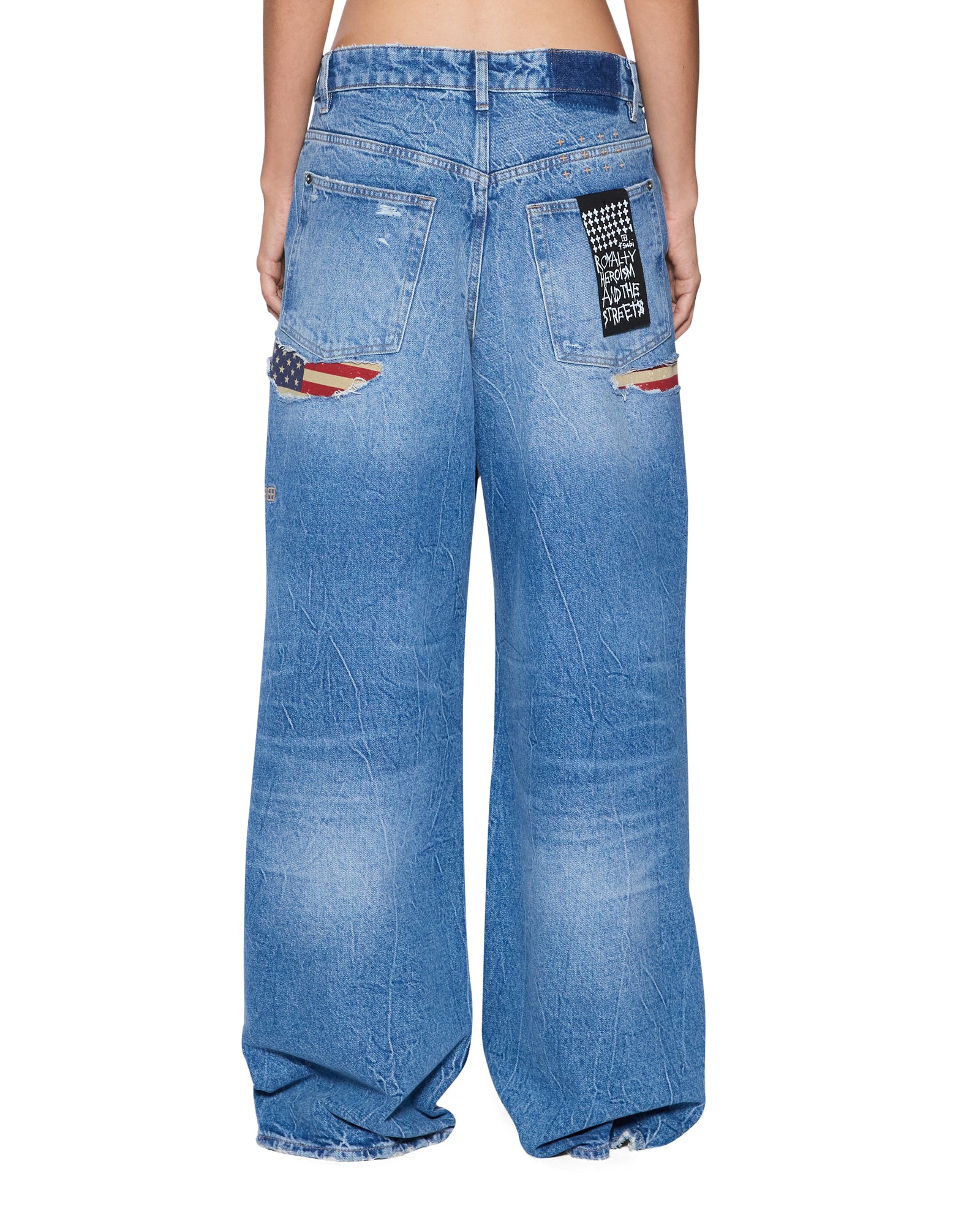 Womens Ksuper Jean Liberty Blue Flag Baggy Denim Jeans | Ksubi ++