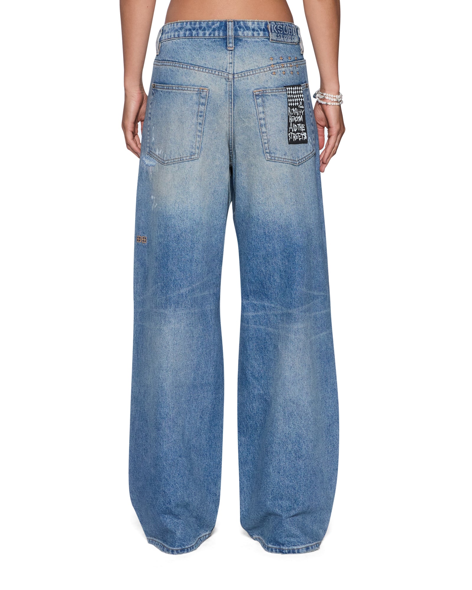 Ksubi ライトブルーデニムパンツ Womens Ksuper Jean Painter Blue Baggy Denim Jeans | Ksubi ++