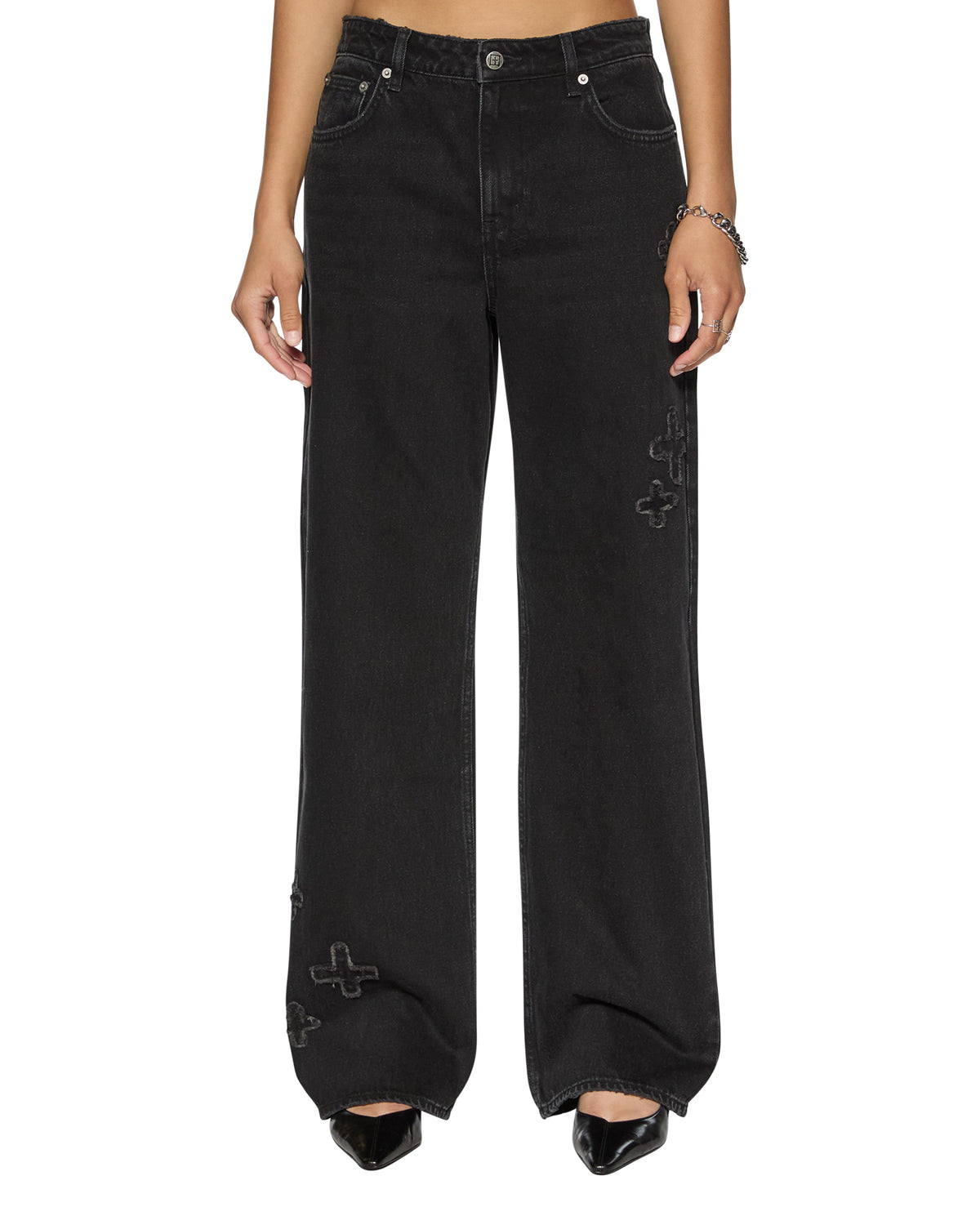 Womens Low Rider Noir Kraftwerk Baggy Denim Jeans - Black