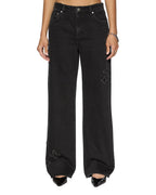 Womens Low Rider Noir Kraftwerk Baggy Denim Jeans - Black